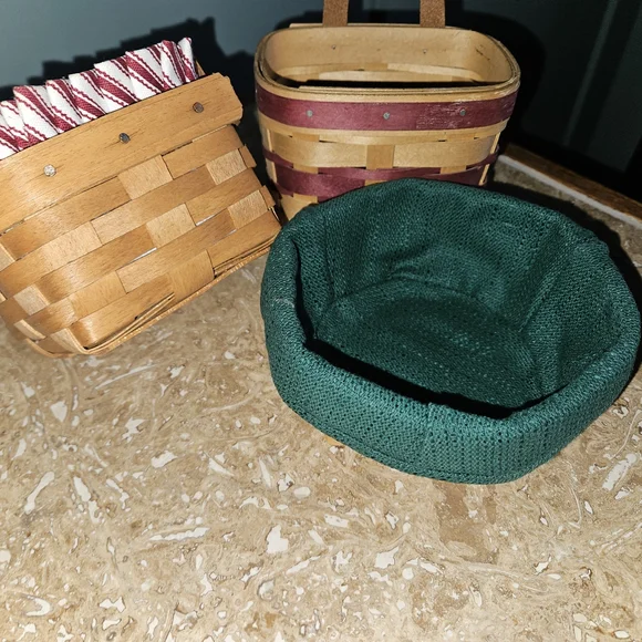 Longaberger Brown and Red Baskets Set Of 3 - Picture 5 of 5